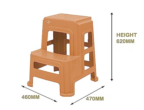 Image of SKYGLAMOUR Supreme 2-Step Heavy Duty Multi-Purpose Plastic Stool for Kitchen,Office and Home Use with Weight Bearing Capacity Upto 150 Kg (Color: Amber Gold, Pack of 2)