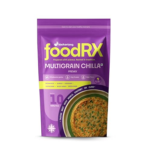FOODRX Multigrain Chilla Mix – Nutritious Blend of Whole Cereals & Pulses, Rich in Carbohydrates & Plant-Based Protein (Pack of 1, 200gm)