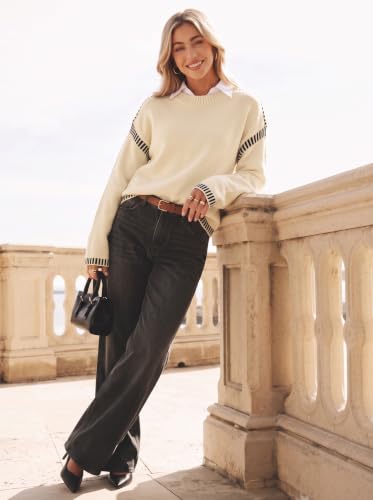 Image of Dokotoo Sweaters for Women Oversized Crewneck Long Sleeve Knit Sweater Tops