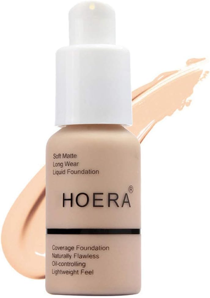 Matte Oil Control Concealer Foundation Cream,PHOERA New 30ml Long Lasting Waterproof Matte Liquid Foundation (102 Nude)