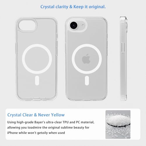 Image of Magnetic iPhone 16E /17e case,Compatible with Magsafe, Military-Grade Protection,Slim Translucent Matte Shockproof with Anti-Scratch Anti-Fingerprint Phone Cover (Transparent, iPhone 16E /17e)