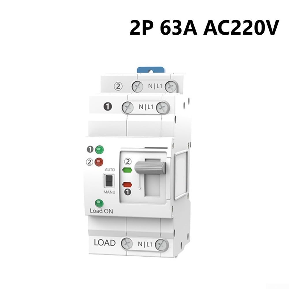 Automatischer Dual-Power-Transferschalter, Transferschalter, 2P 63A 220V DIN-Schiene ATS-Stromversorgungscontroller Unterbrechungsfreier Transferschalter