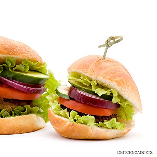 Bamboo Cocktail Picks - 300 Pack - 4.1 Inch - With Looped Knot - Great For Cocktail Party Or Barbeque Snacks, Club Sandwiches, Etc. - Natural Bamboo - Keeps Ingredients Pinned Together - Stylish #TOP1