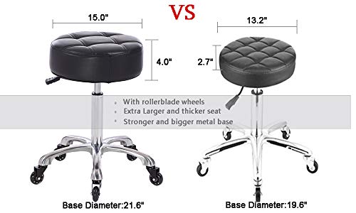 Frniamc Adjustable Salon Stool With Roller Style Wheels Hydraulic Swivel Rolling Stool Larger Seat Heavy Duty (400Lbs Load Capacity) For Salon Office Home Use (Black) #TOP2