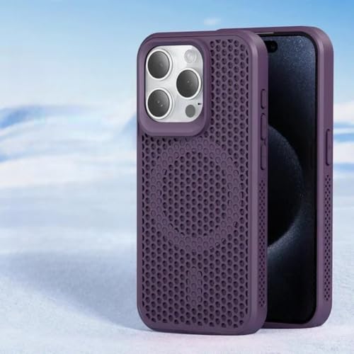 Coque respirante à dissipation de chaleur iPhone 15 coque antichoc violet foncé