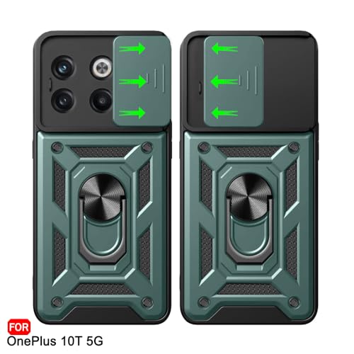 Image of TheGiftKart Tough Armor Bumper Back Cover Case for OnePlus 10T 5G | Sliding Camera Cover, Kickstand & Ring Holder | 360 Degree Protection Back Cover Case for OnePlus 10T 5G (PC & TPU, Blue)