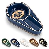 Cigarmoon Cigar Ashtray, Ceramics Cigar Ashtrays for Outdoors,Handmade Unbreakable Cigar Holder Ash Tray for Men(Blue)