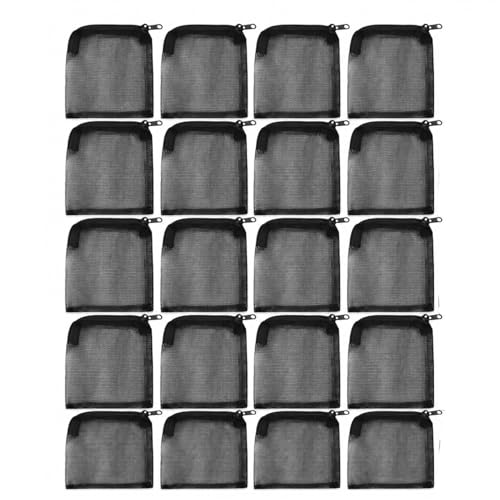 20 PCS Sacs Filtrants Pour Aquarium 10×10 cm Noirs, Petits Sacs en Filet Réutilisables avec Fermeture Éclair, Matériau Filtrant Pour Aquarium pour Charbon Actif, Anneaux Céramique et Autres Médias