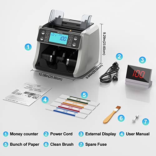 Lolaran Money Counter Machine With Uv/Mg/Ir/Dd Cash Counter Machine,3.9 In Lcd Display With 1,200 Bills Per Min Vertical Design Prevent Fly Bills,With Value Count Bill Counter #TOP4