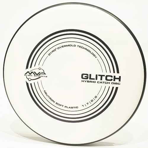 MVP Disc Sports,MVP Glitch(Neutron Soft) Hybrid Approach and Catch Disc,Pick Color/Weight [Stamp & Exact Color May Vary] White 140-149 Grams