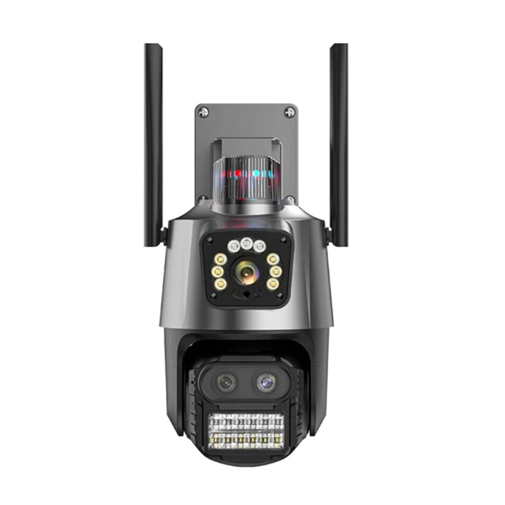 Fuhjythy CáMara PTZ para Exteriores 9MP 4K HD Zoom HíBrido 8X Lente Triple Pantalla Dual WiFi CáMara IP Alarma Vigilancia CCTV Enchufe Europeo