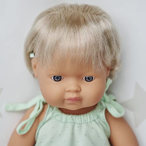 Image of Miniland Doll 15'' Caucasian Girl with Hearing Implant (Box) - Made in Spain, Anatomically Correct, Quality