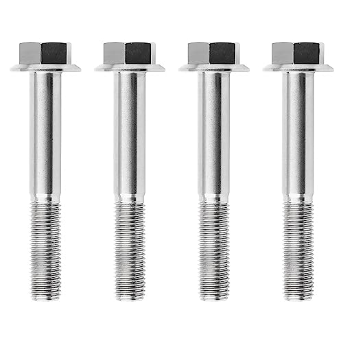 Image of Ti Screws M10 x 20 25 30 35 40 45 50 55 60 65 70 75 80 90 100mm 1.25 Pitch Titanium Flange Hex Bolt Pack of 4 (Silver, M10x70mm)