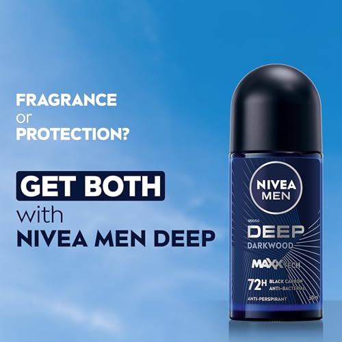 NIVEA Men Deep Black Carbon Roll On (50ml), Roll On Deodorant with 72H of Protection Against Stains and Odours, Strong Anti-Perspirant Developed with MAXXTECH Formula - Image 3