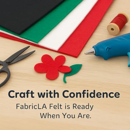 FabricLA Acrylic Felt Fabric | Soft, Non-Stiff Material | 72” Wide, 1.6mm Thick | Felt by The Yard for Crafts, Sewing, Padding & DIY Projects | 8 Yard (Black)