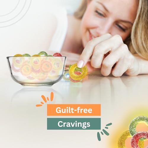 Sugar-Free Gummy Rings Keto Candy - Assorted Fruit Flavors Keto Snacks - Vegan Gummy, Gluten-Free, Low Carb, Sugar-Free Gummies, Bulk 2 LB