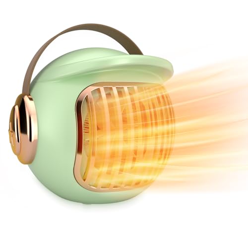 Space Heater, Portable Heater for Office Desk, 400W Mini Tent Warmer for Camping (Indoor Use), With Tip-Over Protection, Lightweight (Apple Green)