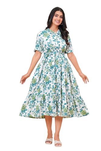 Image of Women's Stylish Floral Printed One-Piece Maxi Dress for Women - Elegant Long Dress