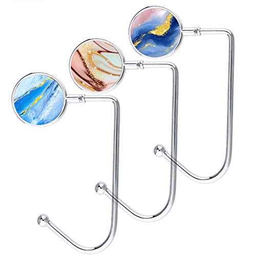 Geldbörsen-Haken-Aufhänger, Geldbörsen-Tischhaken, Taschenaufhänger, Handtaschen-Aufbewahrung, Dekoration, Tischhaken für Frauen (3 Stück, hübscher Marmorhaken-2) Cover