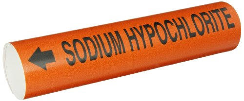 Marqueur de tuyau 4362-D Brady Hypochlorite de sodium à clipser orange