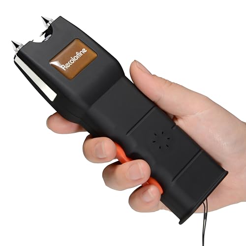 Stun Gun with LED Flashlight for Women Self Defense Rechargeable Stun Guns with Safety Switch (Black)