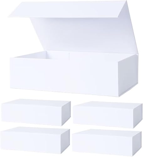 Vista 53 de Aimyoo Caja de regalo plegable marrón con tapas de cierre magnético de 13.8 x 9 x 4.3 pulgadas, cajas grandes de propuesta para dama de honor