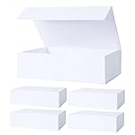 Aimyoo White Collapsible Gift Box with Magnetic Closure Lids 10.5x7x3 in, Bridesmaid Groomsman Proposal Boxes, Rectangle Storage Box 5 Pack