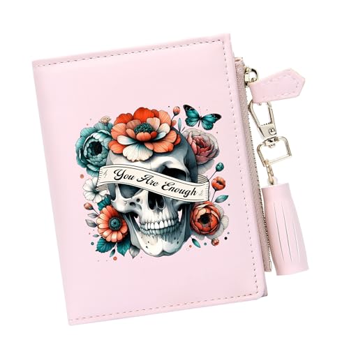 Personalized Women Wallet with Skull Pattern,Holiday Bonsella, Birthday Bonsella for Family, Graduation Anniversary Gift for Him Her 1265l