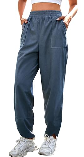 Jouica Womens Baggy Wide Leg Corduroy y2k Pants Casual Elastic Waisted Palazzo Harem y2k Pants with Pockets3