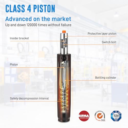Image of Office Chair Gas Cylinder, Class 4 Chair Gas Lift, Heavy-Duty 1000lbs Office Chair Cylinder Replacement, 12-18inch Universal Office Chair Gas Lift Cylinder Replacement for Gaming Captain Home Chair