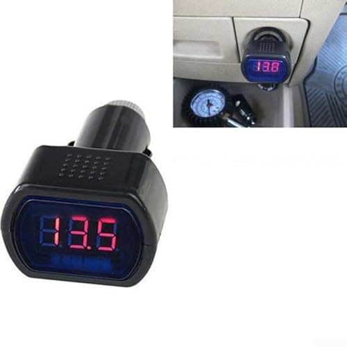 Mini medidor de voltaje digital con pantalla LED roja para 12V-24V medidor de voltaje de batería de coche con carcasa negra