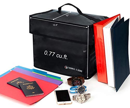 Thomas & Bond Lightweight Fireproof Safe 13.5X11X10 Only 2 Lbs Holds Files Binders Documents; .77 Cu Ft Home Security Safe; Fireproof Waterproof Flexible Material Lockable Zipper #TOP3