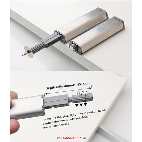 LOOTICH Push to Open Möbel-Schnäpper Schrank Federschnäpper Schubladen Druckverschluß Türschnapper im Möbelbau Stahl Vernickelt Verbesserte Türöffner mit magnetischer Zuhaltung 10 Stück