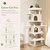 Globlazer Corner Cat Tree for Large Cats, 66inch Tall Curved Series Large Cat Tower for Multiple Indoor Cats with 6 Scratching Posts, 2 Spacious Cat Condos, Hammock, Hanging Basket, C66, Beige #1