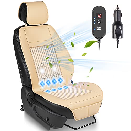 Paffenery 1Pcs Cooling Car Seat Cover Front Seat, 12V-24V Ventilated Cooling Car Seat Cushion, Cooled Seat Cover for Car SUV Truck Universal Fit, Fashion Beige