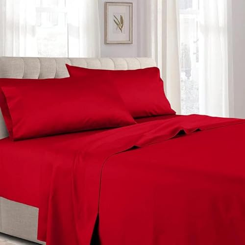 Royal Hotel's 8Pc King Size Bed-In-A-Bag Solid Red 600-Thread-Count Siberian Goose Down Alternative Comforter 100 Percent Cotton - Includes Sheets And Duvet Cover Sets #TOP1
