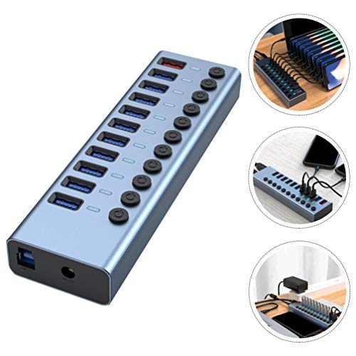 Lurrose Hub USB 3. 0 Alimentado 11 Portas de Alumínio Hub USB Expansor Oferece Portas USB Extra para