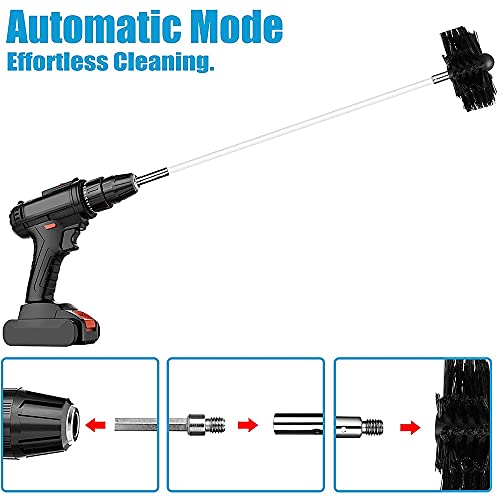 Ruolin Ofenrohrbürste Ofenbürste Kaminbürste, Kaminbürsten-Kit, Kanalentlüftungs Reinigungsset, Bürste für Schornstein Ofenrohre mit 12 Flexible Nylonstangen und 2 Bürstenköpfe