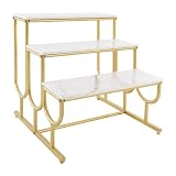 KEJUOAY 31.5In 3 Tier Metal Shoe Handbag Display Table, 110lbs Modern Standing Display Riser Shelf, Heavy Duty Risers Display Stands w/4 Leveling Feet & Trade Show Exhibitions for Hardware