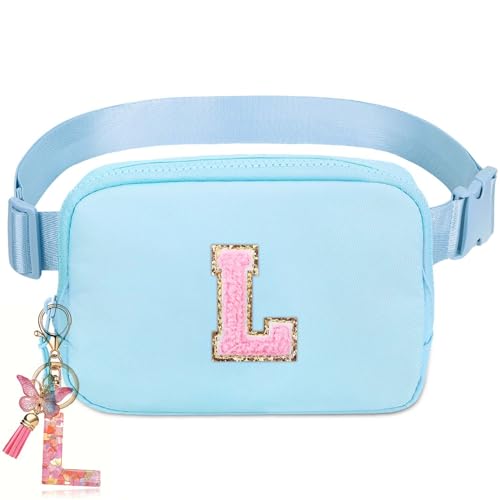 Image of Gifts Girls Teens Kids - Birthday Gifts for Women, Personalized Gifts for Mom Freind Sister Teacher, Graduation GiftsInitial Crossbody Bag Belt Bag for Women Lavender Blue L
