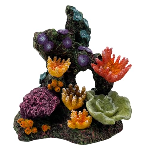 Image of S-Lifeeling Charming Resin Coral Reef Ornament - Realistic Aquarium Decor Gift for Fish & Shrimp Hideaway, Suitable for Freshwater & Saltwater Tanks (6.1 x 4.1 x 6.1 inches)