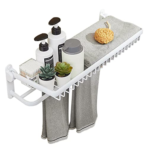 Barre de serviette pliante sans forage en aluminium blanc pour cuisine