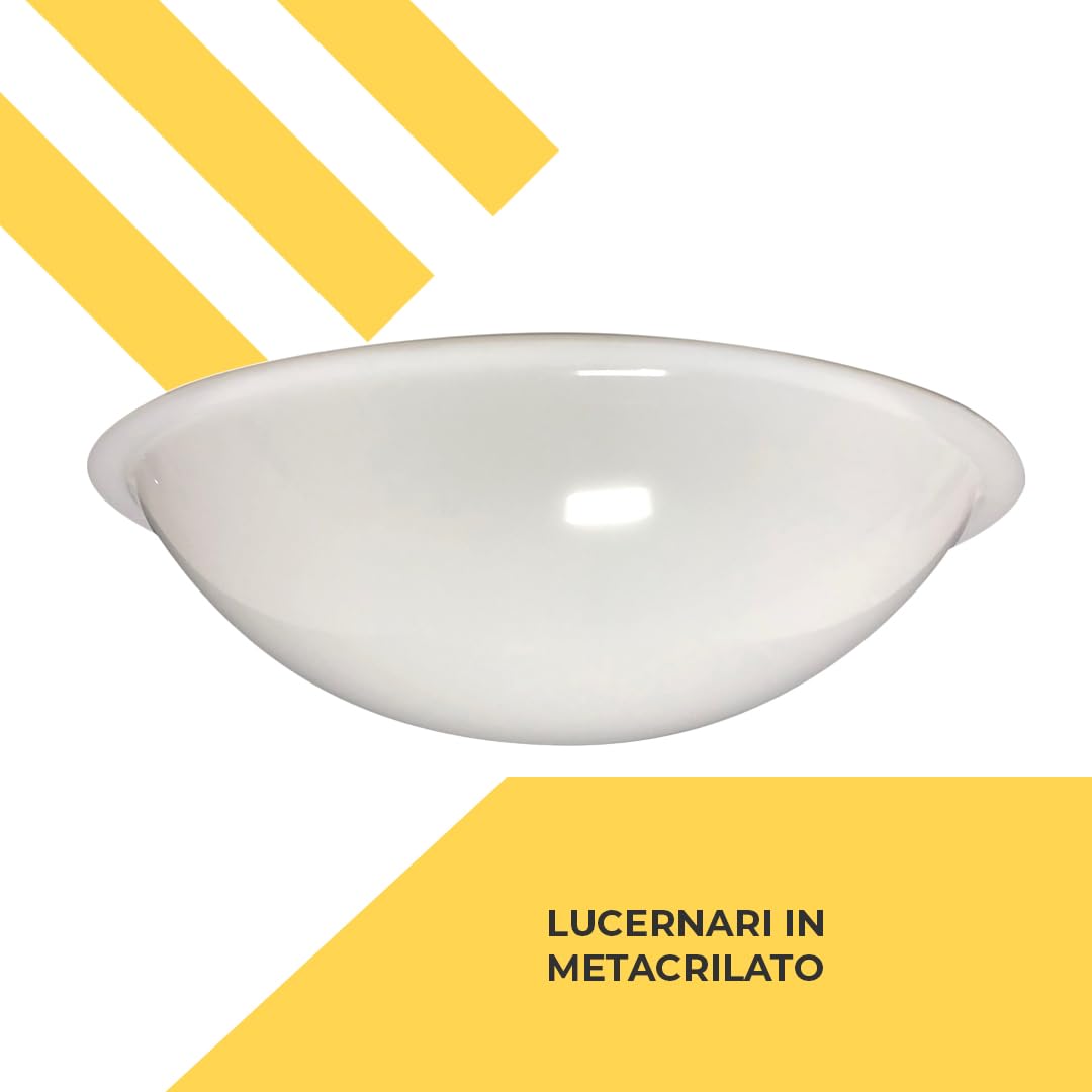 Lucernario - Metacrilato - Ideale per Progetti di Decorazione - Bianco Opale - Misura: Ø50cm - Flangia Standard: 1,5 cm