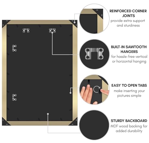 Americanflat 20x30 Poster Frame with Polished Plexiglass - Gold Picture Frame - Wide Photo Frames Made of Engineered Wood for Vertical or Horizontal Wall Display - Epic Collection - Gold