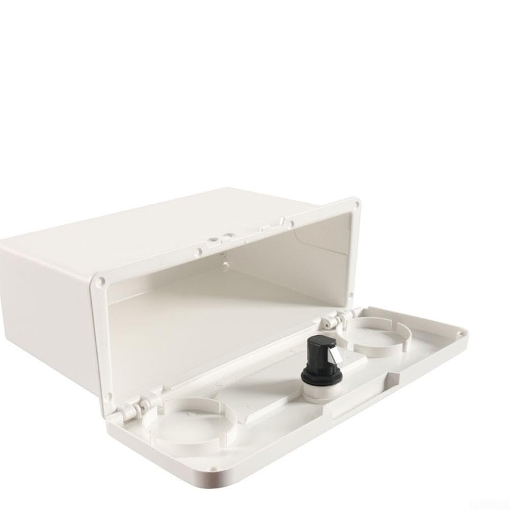 Box Portaoggetti Barca ABS Impermeabile con Portabicchieri | Serratura pulsante, per accesso , anti-apertura accidentale, design sleek