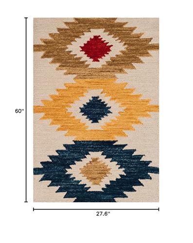 Tapete decorativo rectangular 2'3" x 5' elaborado a mano miniatura 3