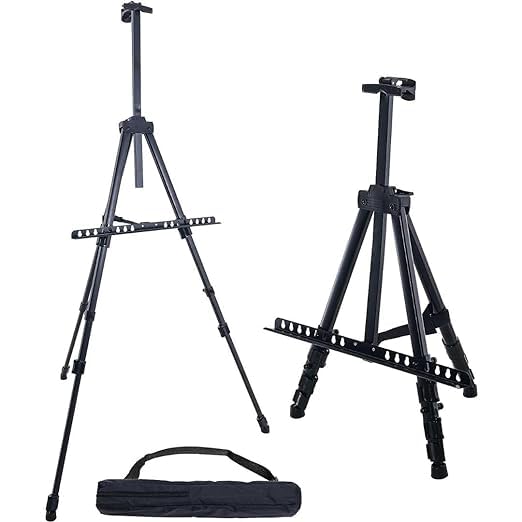 6FT Portable Tripod Metal Easel for Professional Artists with Adjustable Height for Painting, Display, Signage and Advertisement- 6FT(Holds Canvas up to 3 kg)