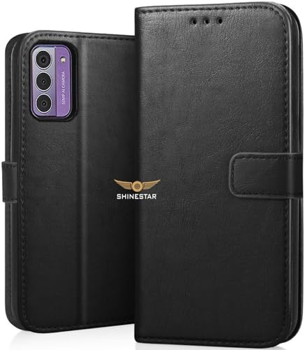 Image of SHINESTAR Nokia G42 5G Flip Back Cover | PU Leather Flip Cover Wallet Case with TPU Silicone Case Back Cover for Nokia G42 5G - Classy Black