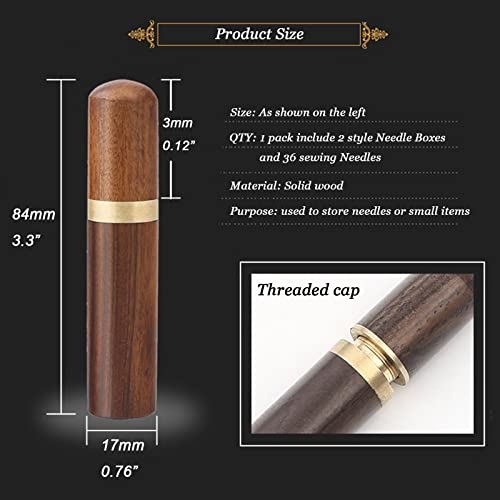 Shunlong 2 Pieces Sewing Needles Holder Storage Case Wooden Needle Case With 36 Pieces Self-Threading Sewing Needles Silver Tail Toothpick Holder For Sewing Stitching Embroidery Diy Sewing Craft #TOP1