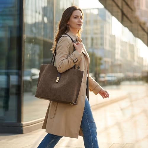 Bolso Tote vegano de cuero de gamuza grande para mujer miniatura 2